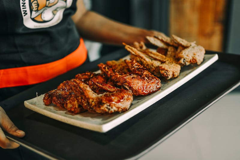 Honey garlic glazed wings at Wing Snob